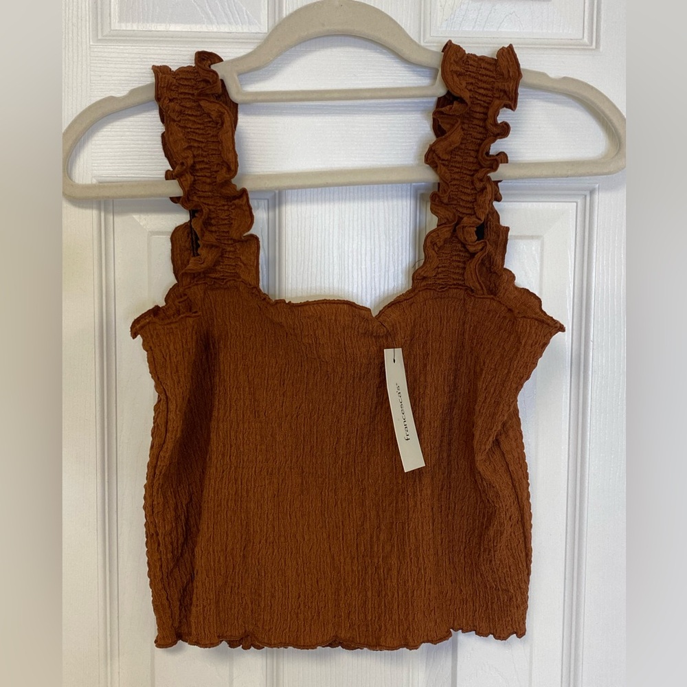 Boutique Fall Rust Colored Crop Tank Top Size L